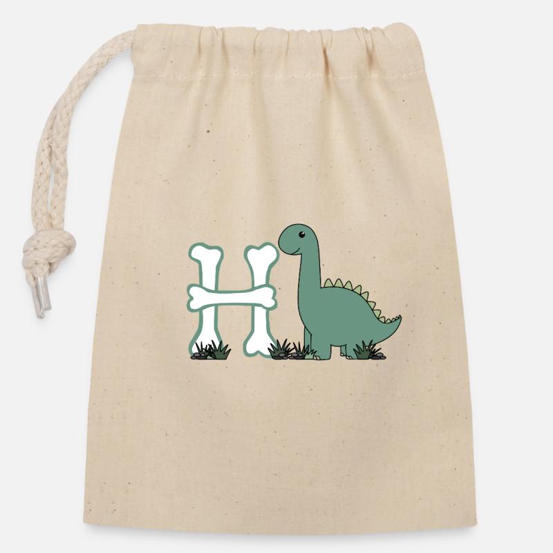 Lettre H - Sac cadeau en coton avec cordon (14 x 20 cm) - nature