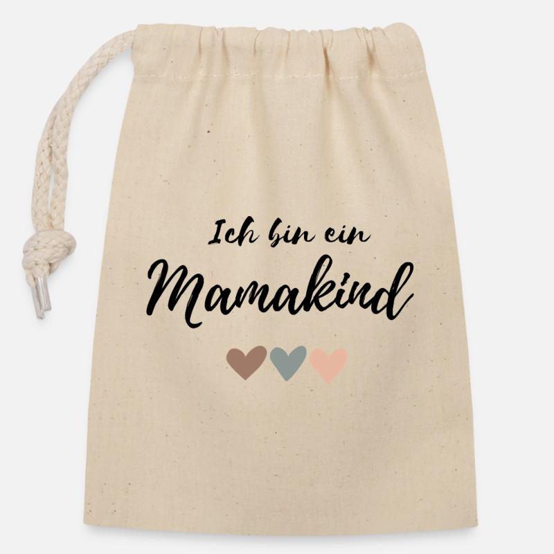 Ich bin ein Mamakind - Verschließbarer Geschenkbeutel aus Baumwolle (14x20cm) - Natur
