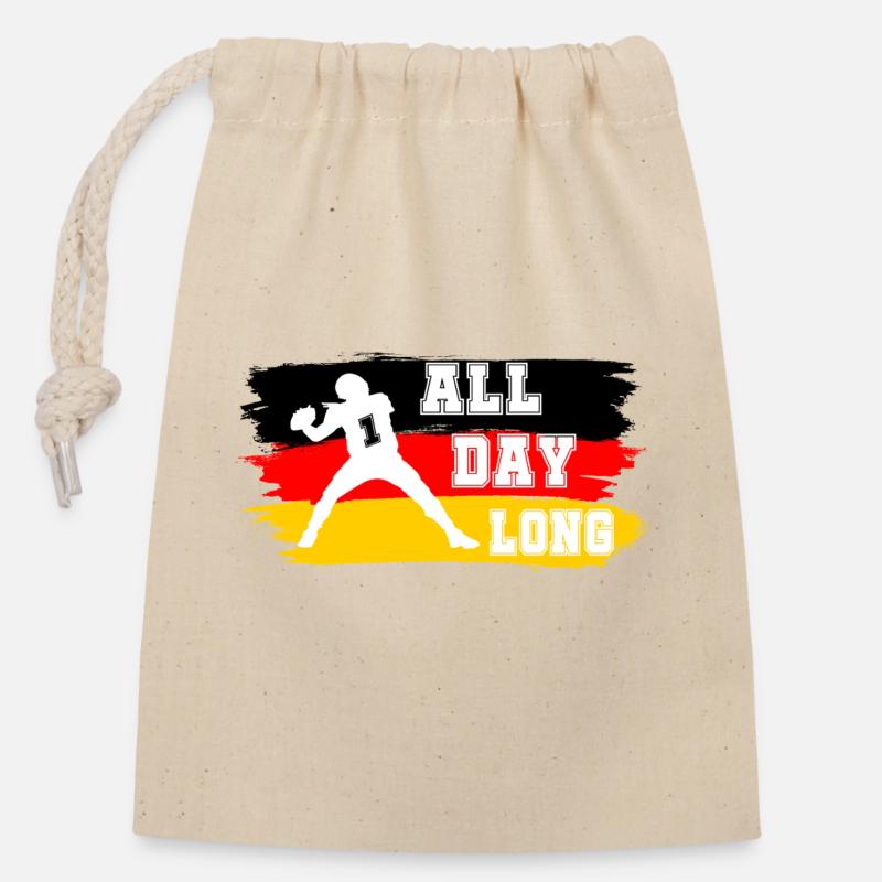 All Day Long DE - Verschließbarer Geschenkbeutel aus Baumwolle (14x20cm) - Natur