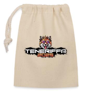 Teneriffa 2025 Party Fuchs - Verschließbarer Geschenkbeutel aus Baumwolle (14x20cm) - Natur - Vorne