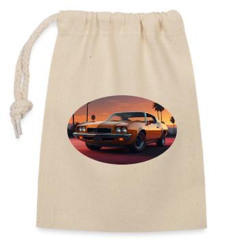 Muscle Car - Closable cotton gift bag (14x20cm) - nature - Front