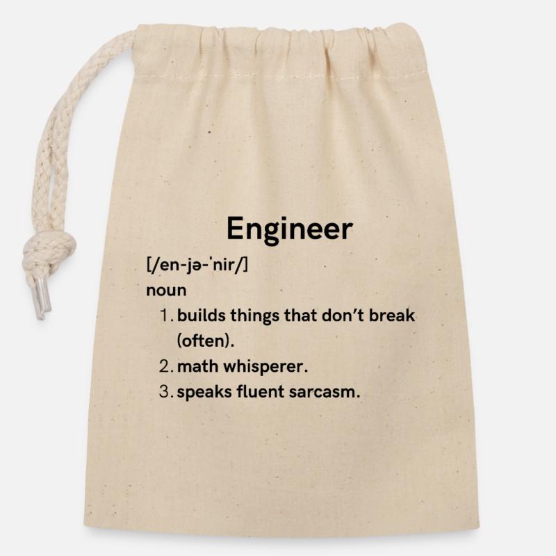 engineer  - Closable cotton gift bag (14x20cm) - nature