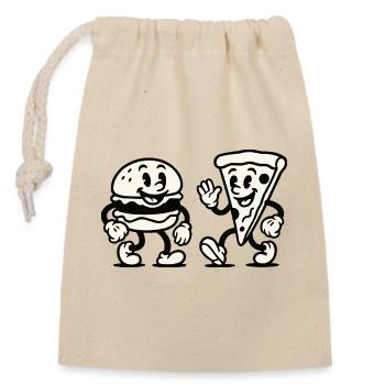 burger pizza comic - Verschließbarer Geschenkbeutel aus Baumwolle (14x20cm) - Natur - Vorne