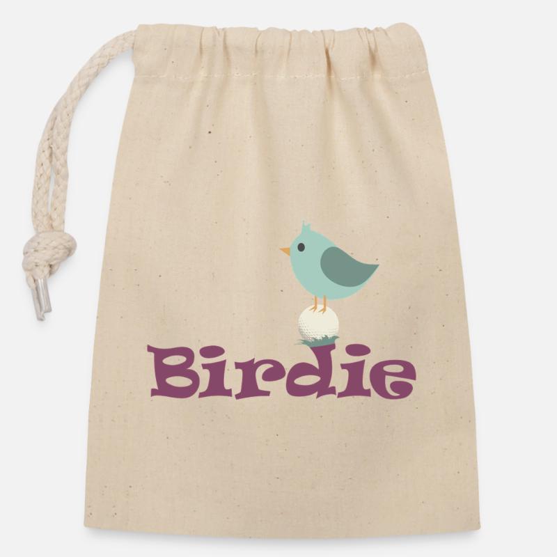 Golf-Birdie - Verschließbarer Geschenkbeutel aus Baumwolle (14x20cm) - Natur