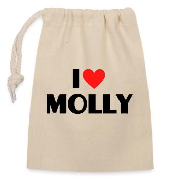 Ich liebe Molly Herz Grafik Namen Geschenk - Verschließbarer Geschenkbeutel aus Baumwolle (14x20cm) - Natur - Vorne