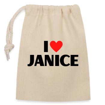 I love Janice Rotes Herz Liebe Fan Geschenk - Verschließbarer Geschenkbeutel aus Baumwolle (14x20cm) - Natur - Vorne