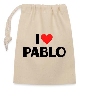 I Love Pablo Red Heart Love Fan Gift - Closable cotton gift bag (14x20cm) - nature - Front