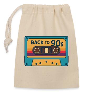 Retro 90er Kassette Design - Verschließbarer Geschenkbeutel aus Baumwolle (14x20cm) - Natur - Vorne