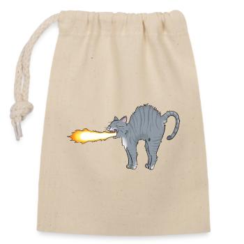 Chat-lumeau - Sac cadeau en coton avec cordon (14 x 20 cm) - nature - Devant