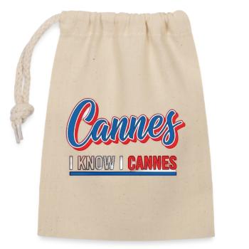 Colorful CANNES T-Shirt Design - Closable cotton gift bag (14x20cm) - nature - Front