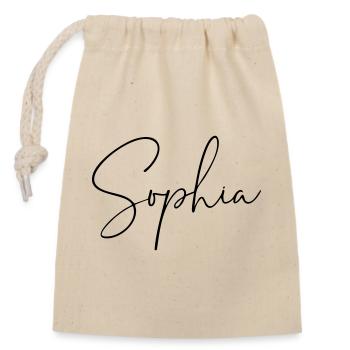 Sophia / Handwriting Design - Closable cotton gift bag (14x20cm) - nature - Front
