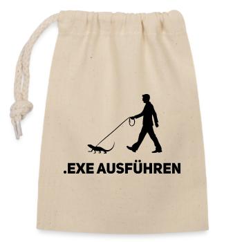 .EXE ausführen – Lustiges Informatiker Shirt - Verschließbarer Geschenkbeutel aus Baumwolle (14x20cm) - Natur - Vorne