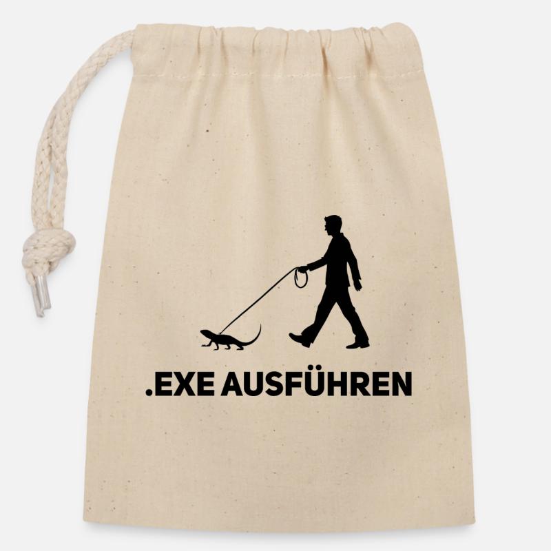 .EXE ausführen – Lustiges Informatiker Shirt - Verschließbarer Geschenkbeutel aus Baumwolle (14x20cm) - Natur