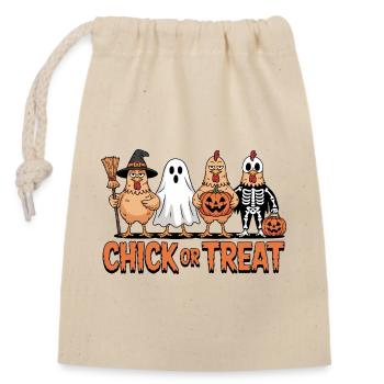 Chicken Ghost Pumpkin Costume Print - Closable cotton gift bag (14x20cm) - nature - Front
