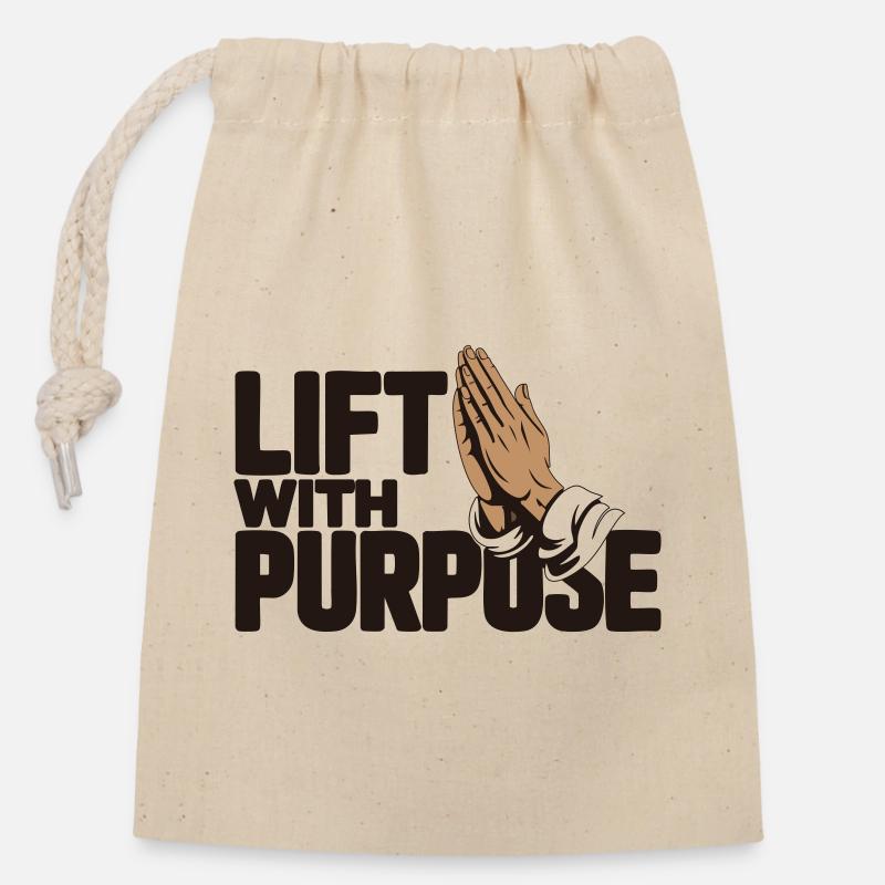 Lift With Purpose  - Closable cotton gift bag (14x20cm) - nature