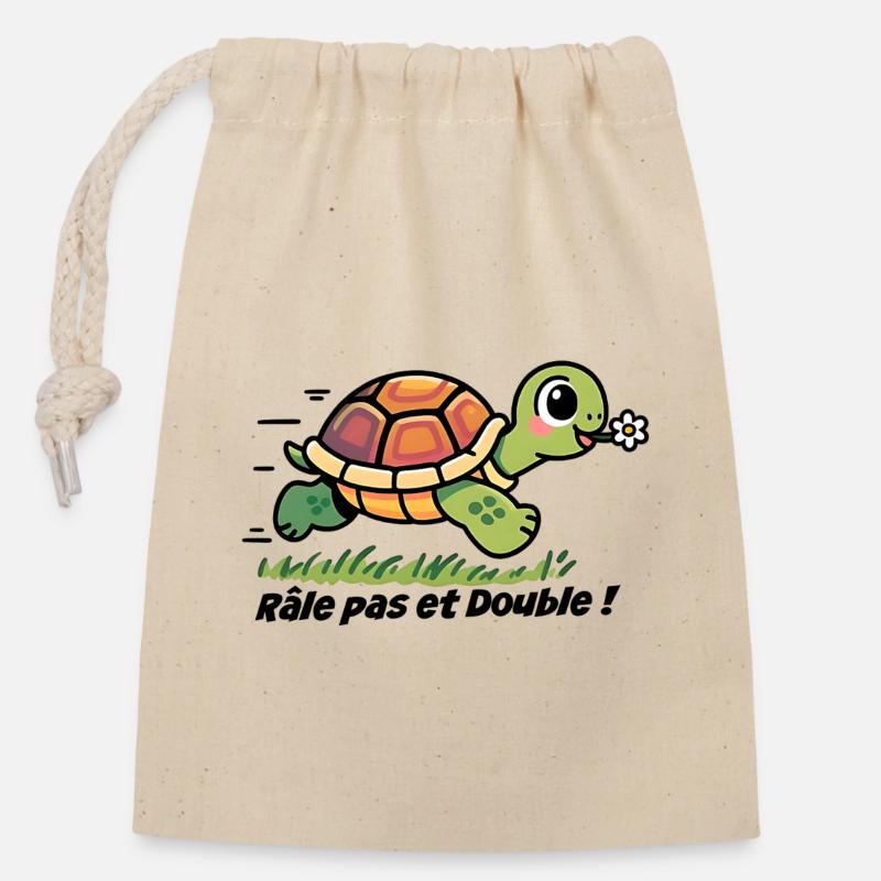 Autocollant cycliste, vélo Râle pas et double ! - Sac cadeau en coton avec cordon (14 x 20 cm) - nature