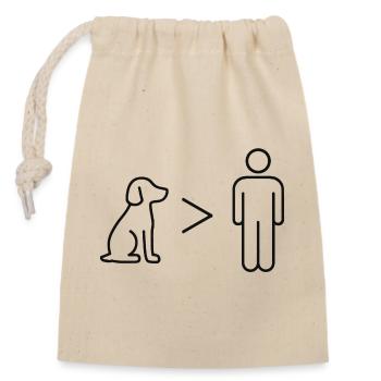 Dogs over men - Design by Vany writes - Closable cotton gift bag (14x20cm) - nature - Front