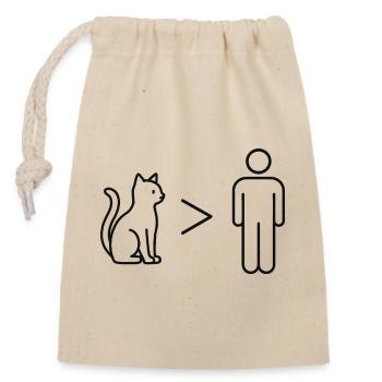 Cats over men - Design by Vany writes - Closable cotton gift bag (14x20cm) - nature - Front