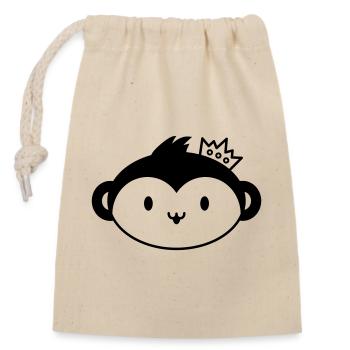 Monkey Crown – Cute Monkey Head with Crown - Closable cotton gift bag (14x20cm) - nature - Front
