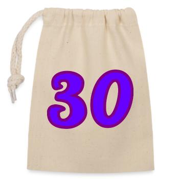 30. 30 YEARS. 30th ANNIVERSARY. 30 YEARS ANNIVERSARY. - Closable cotton gift bag (14x20cm) - nature - Front