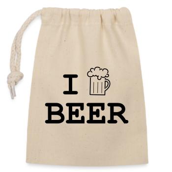 I like beer / Alcohol - Closable cotton gift bag (14x20cm) - nature - Front