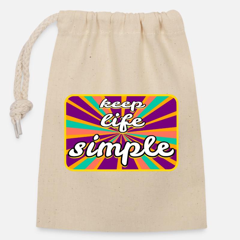 Vie simple - Sac cadeau en coton avec cordon (14 x 20 cm) - nature