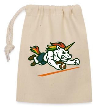 Unicorn Football Mascot Power Runner Design - Closable cotton gift bag (14x20cm) - nature - Front