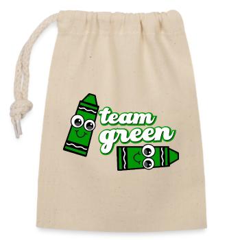 Smiling Crayon Green Team - Closable cotton gift bag (14x20cm) - nature - Front