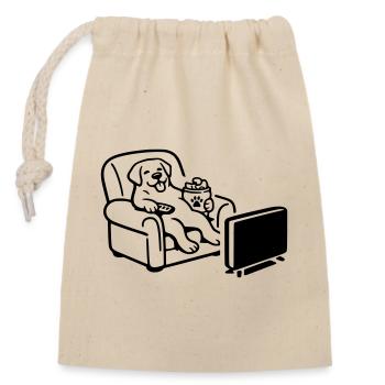 Dog Dog Chill Mode Chips Food TV TV - Closable cotton gift bag (14x20cm) - nature - Front