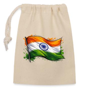 Indien Flagge  - Verschließbarer Geschenkbeutel aus Baumwolle (14x20cm) - Natur - Vorne