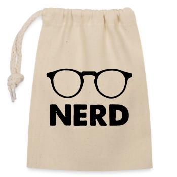 Brille Nerd - Verschließbarer Geschenkbeutel aus Baumwolle (14x20cm) - Natur - Vorne