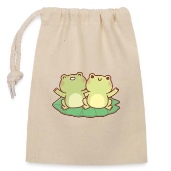 Meilleures amies de grenouilles mignonnes sur le nénuphar - Sac cadeau en coton avec cordon (14 x 20 cm) - nature - Devant