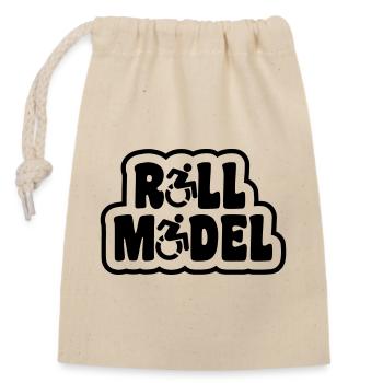 Role model. For the real wheelchair user # - Closable cotton gift bag (14x20cm) - nature - Front