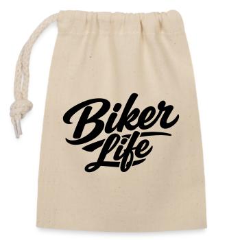 biker life - Verschließbarer Geschenkbeutel aus Baumwolle (14x20cm) - Natur - Vorne