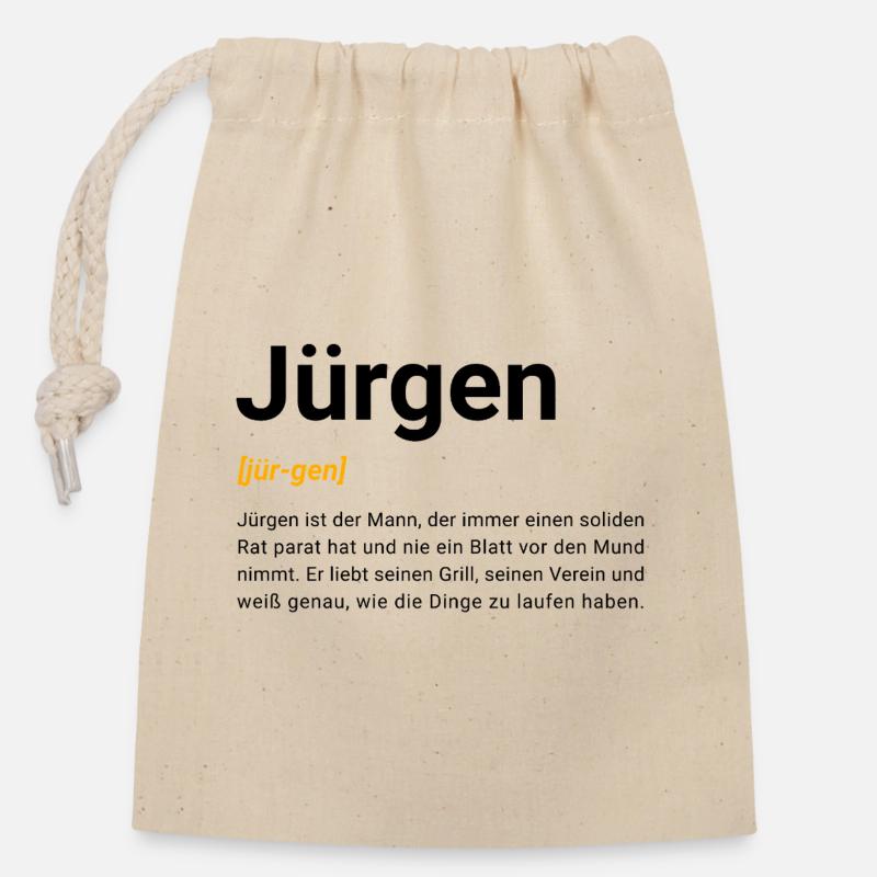 Jürgen - Closable cotton gift bag (14x20cm) - nature
