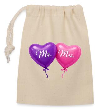 Heart balloons Mr and Mrs - Closable cotton gift bag (14x20cm) - nature - Front
