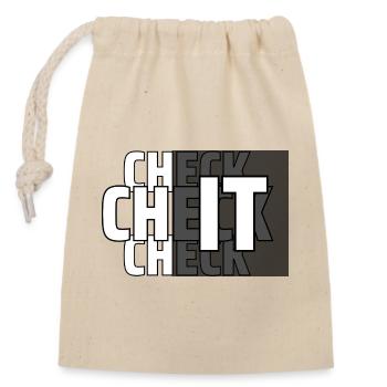 CHECK IT - Closable cotton gift bag (14x20cm) - nature - Front