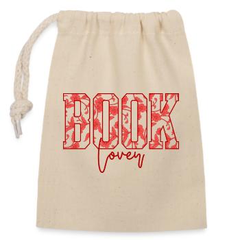 Book Lover Floral Font - Closable cotton gift bag (14x20cm) - nature - Front