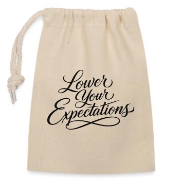Sarcasme – Baissez vos attentes – Drôle de femme - Sac cadeau en coton avec cordon (14 x 20 cm) - nature - Devant