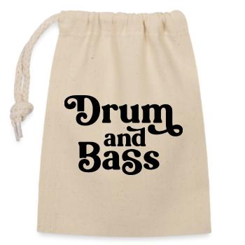 Drum and Bass Fette Typografie - Verschließbarer Geschenkbeutel aus Baumwolle (14x20cm) - Natur - Vorne