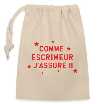 Escrimeur j'assure Humour Sport de Combat - Sac cadeau en coton avec cordon (14 x 20 cm) - nature - Devant