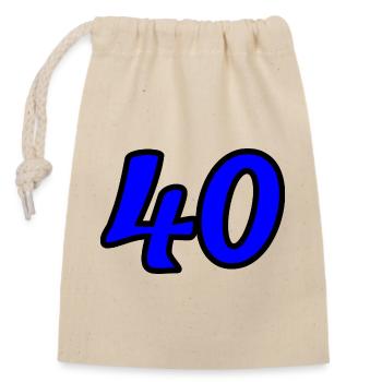 40. 40 YEARS. 40th ANNIVERSARY. 40 YEARS ANNIVERSARY. - Closable cotton gift bag (14x20cm) - nature - Front