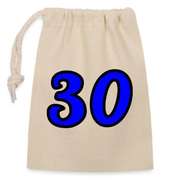 30. 30 ANS. 30e ANNIVERSAIRE. ANNIVERSAIRE 30 ANS. - Sac cadeau en coton avec cordon (14 x 20 cm) - nature - Devant