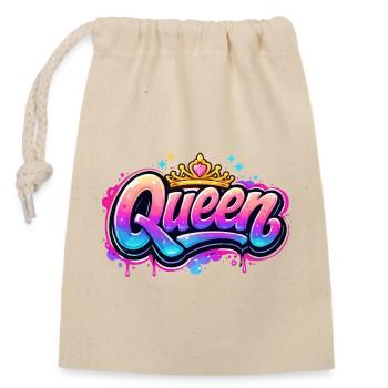Queen Graffiti Kronen-Design - Verschließbarer Geschenkbeutel aus Baumwolle (14x20cm) - Natur - Vorne