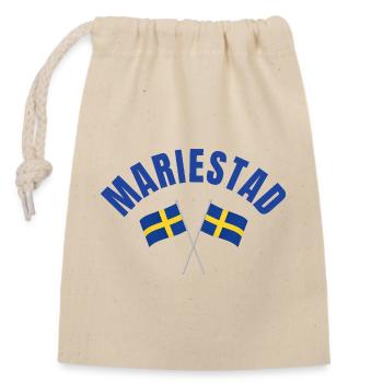 Mariestad kreuzte schwedische Flaggen - Verschließbarer Geschenkbeutel aus Baumwolle (14x20cm) - Natur - Vorne