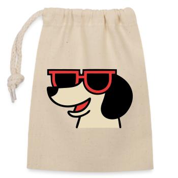 Cooler Dackel Brille Chef - Closable cotton gift bag (14x20cm) - nature - Front