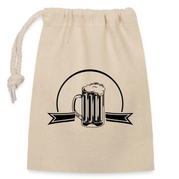 Bier - Verschließbarer Geschenkbeutel aus Baumwolle (14x20cm) - Natur - Vorne