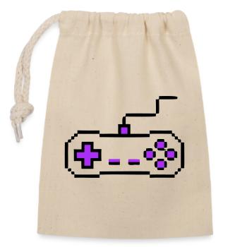 Retro Gamepad Controller Gamer - Closable cotton gift bag (14x20cm) - nature - Front