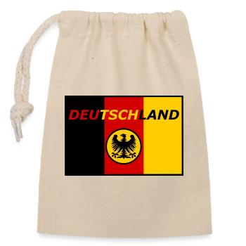 Deutschland Flagge mit Adler - Verschließbarer Geschenkbeutel aus Baumwolle (14x20cm) - Natur - Vorne