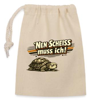 Nen Scheiß muss ich Schildkröte Retro - Verschließbarer Geschenkbeutel aus Baumwolle (14x20cm) - Natur - Vorne